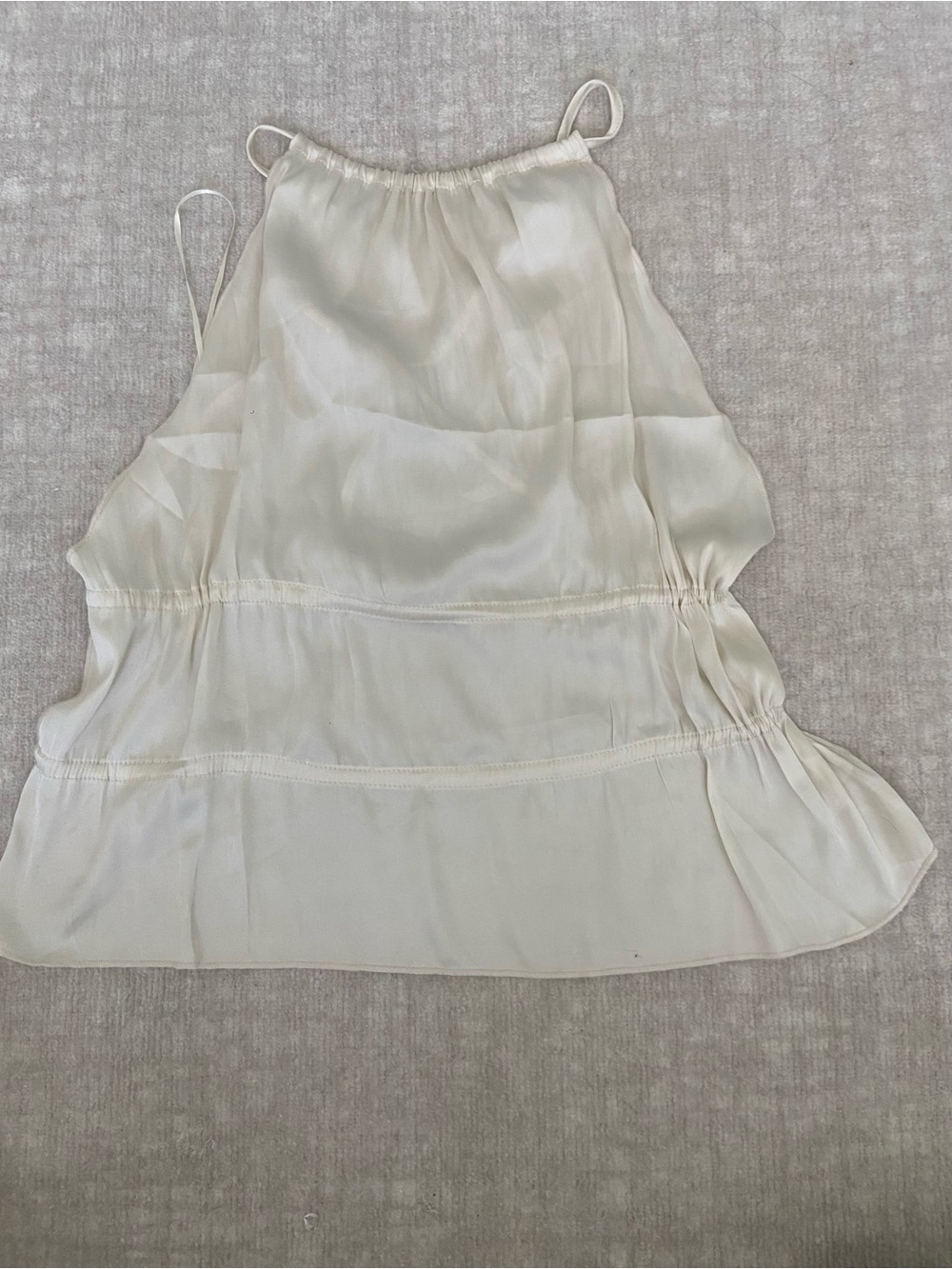 Light Cream Silky Spaghetti-Strap Halter Top